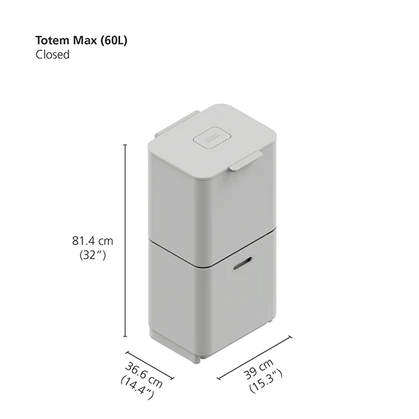 Poubelle Totem acier inoxydable 60 L - 2 compartiments 30 L Joseph Jos