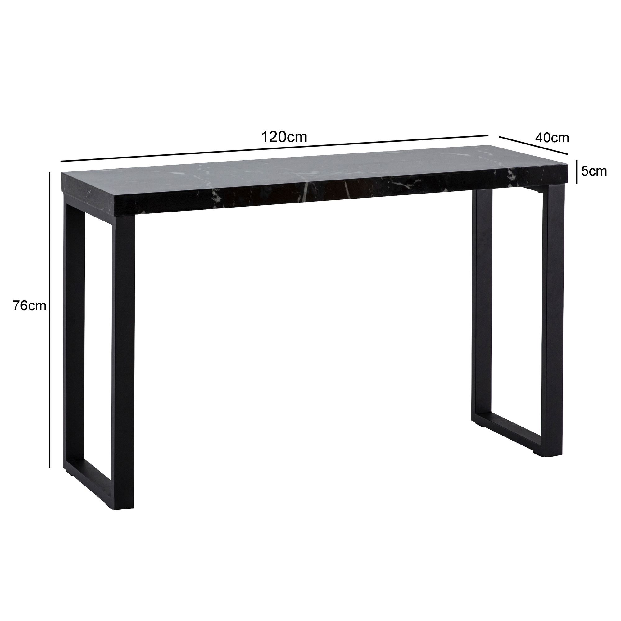 Konsolentisch FineBuy Anrichte 120cm Marmor Optik Flurtisch Schwarz Schreibtisch
