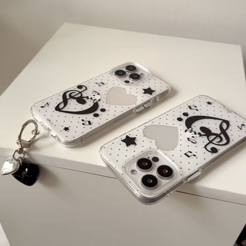 Pixel Dream - Muzieknoot Gestippelde Telefoonhoes / Charm / Set - Apple iPhone 16 Pro Max / 16 Pro / 16 Plus / 16 / 15 Pro Max / 15 Pro / 15 Plus / 15 / 14 Pro Max / 14 Pro / 14 Plus / 14 / SE / 13 Pro Max / 13 Pro / 13