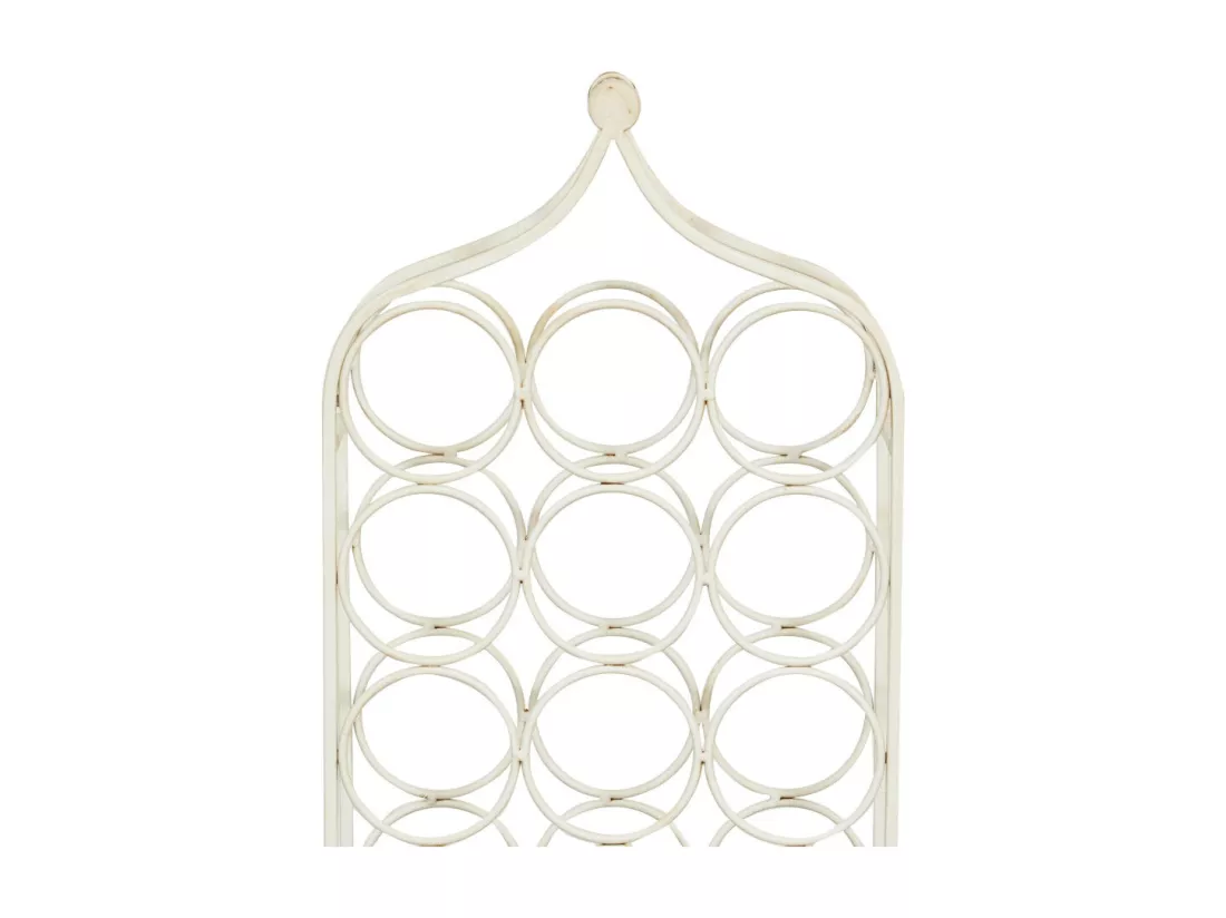 Porte-bouteille Vinique en fer forgé finition blanc antique - 24 bouteilles - 36x16x106 cm