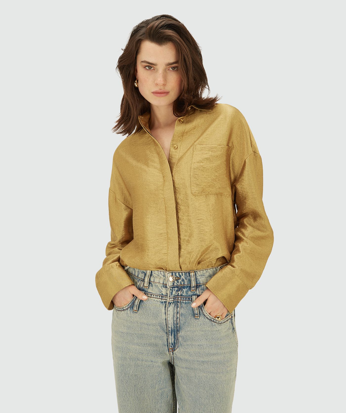 JV-LUCILLA oversized blouse - dark gold