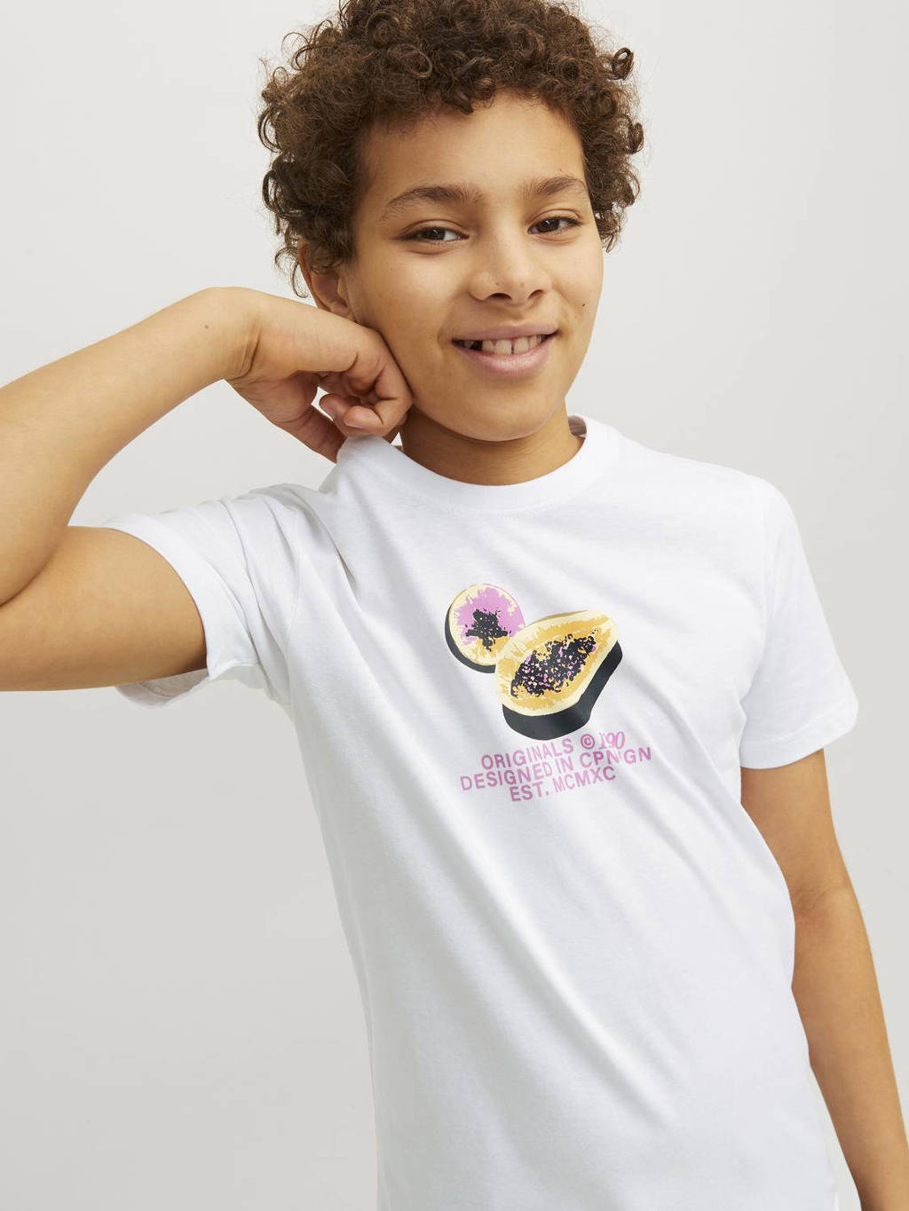 JACK & JONES T-shirt JORTAMPA met printopdruk wit