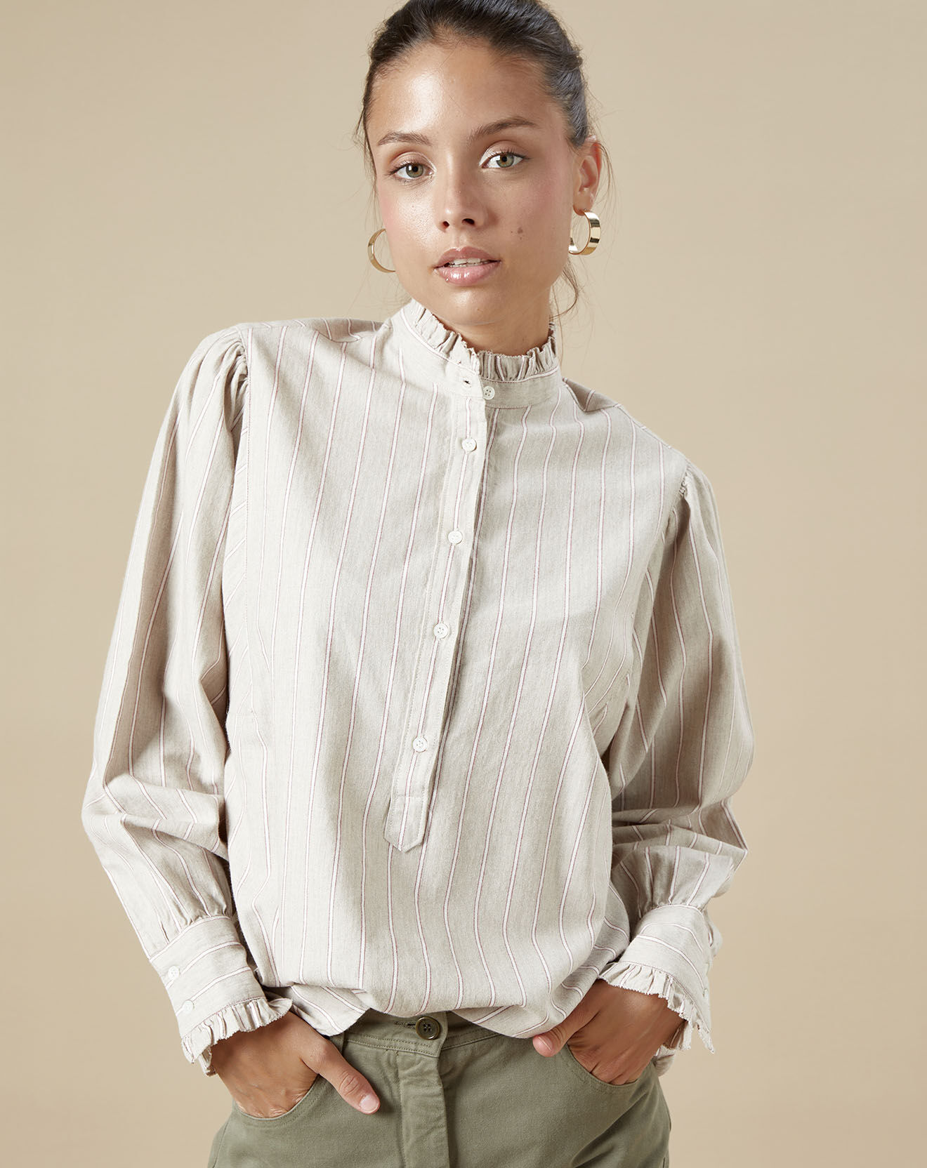 Hartford Blouse Hyper beige/rouge