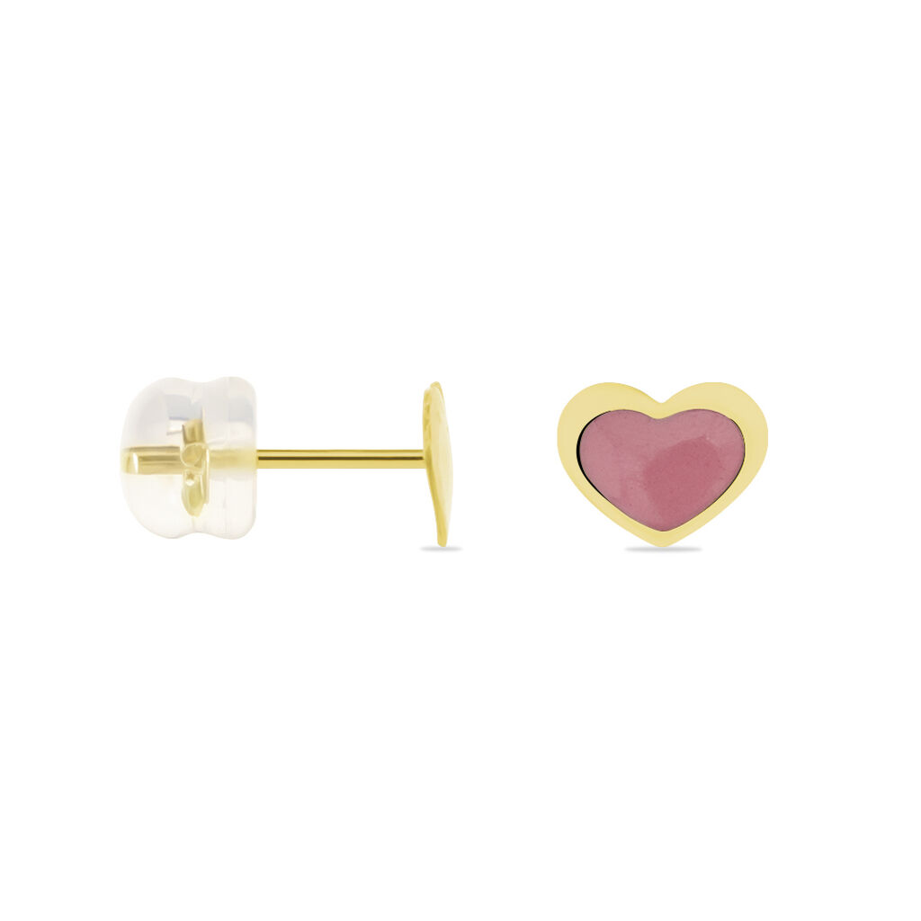 Boucles D'oreilles Puces Coeurs Or Jaune