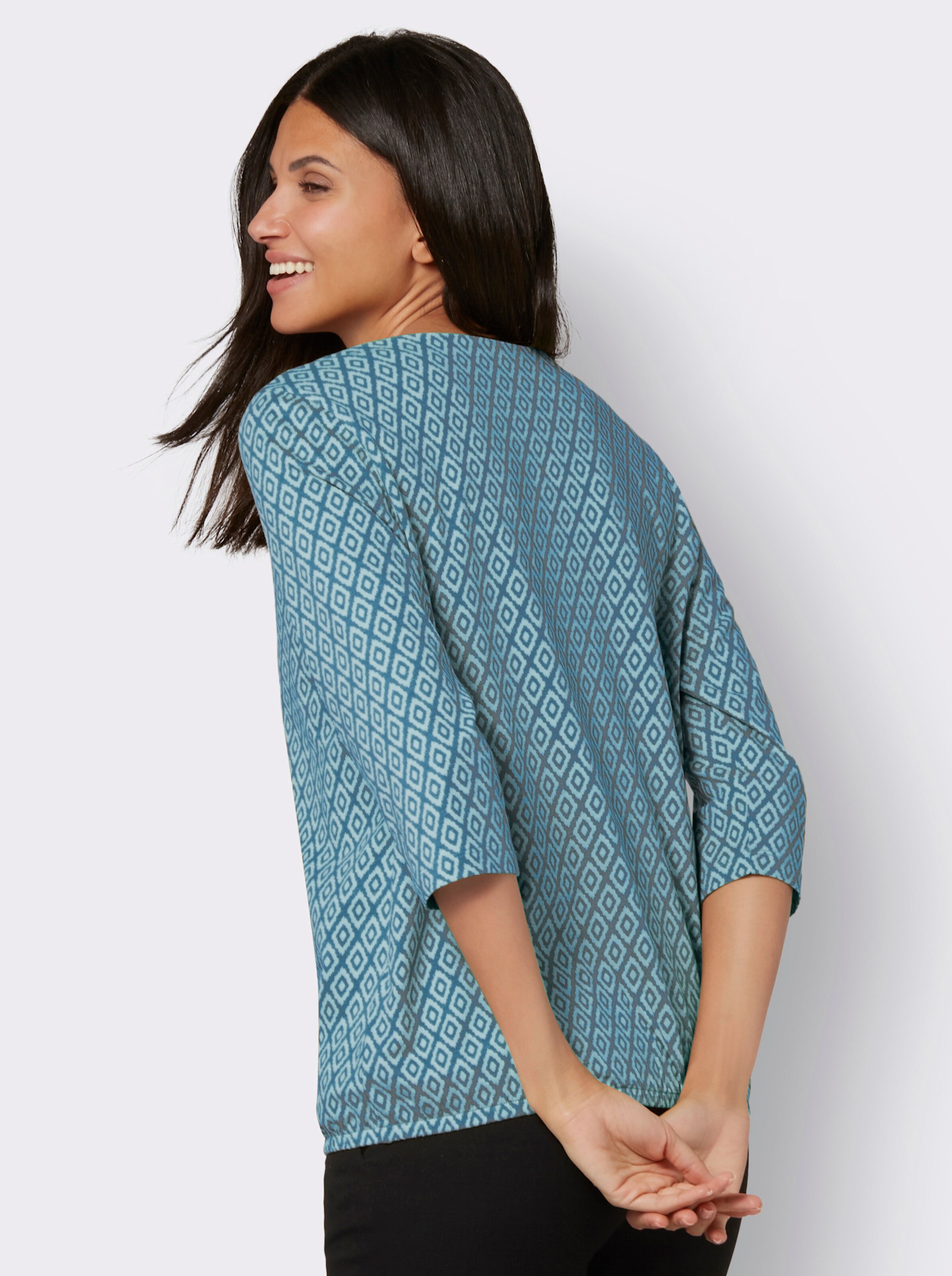 34-Arm-Shirt mit elastischem Saum