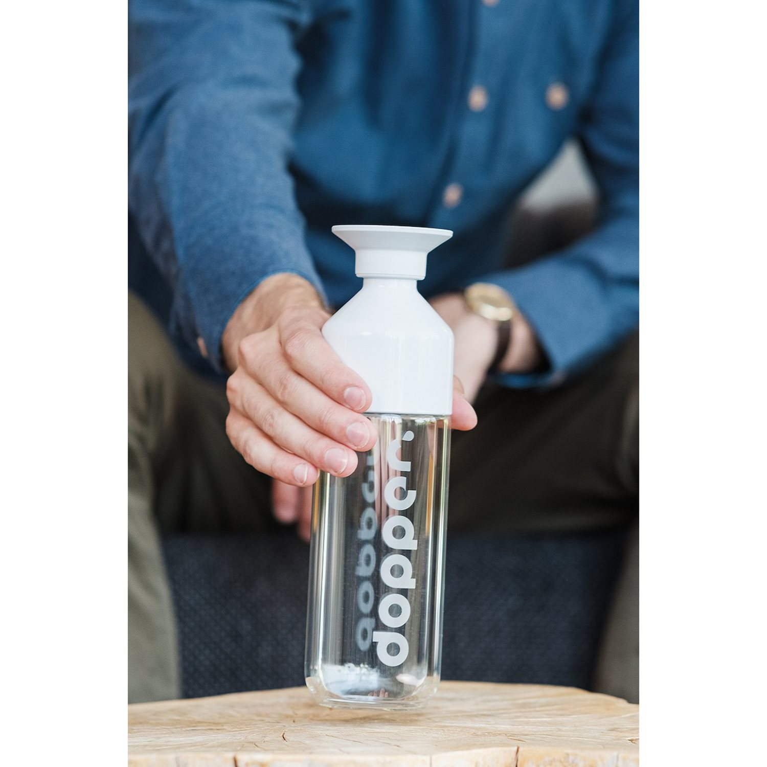 Dopper Glass Insulated Drinkfles 450 ml white