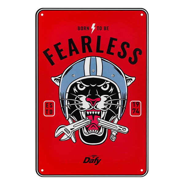 Dafy Moto - Plaque Vintage Fearless Rouge / Bleu / Blanc