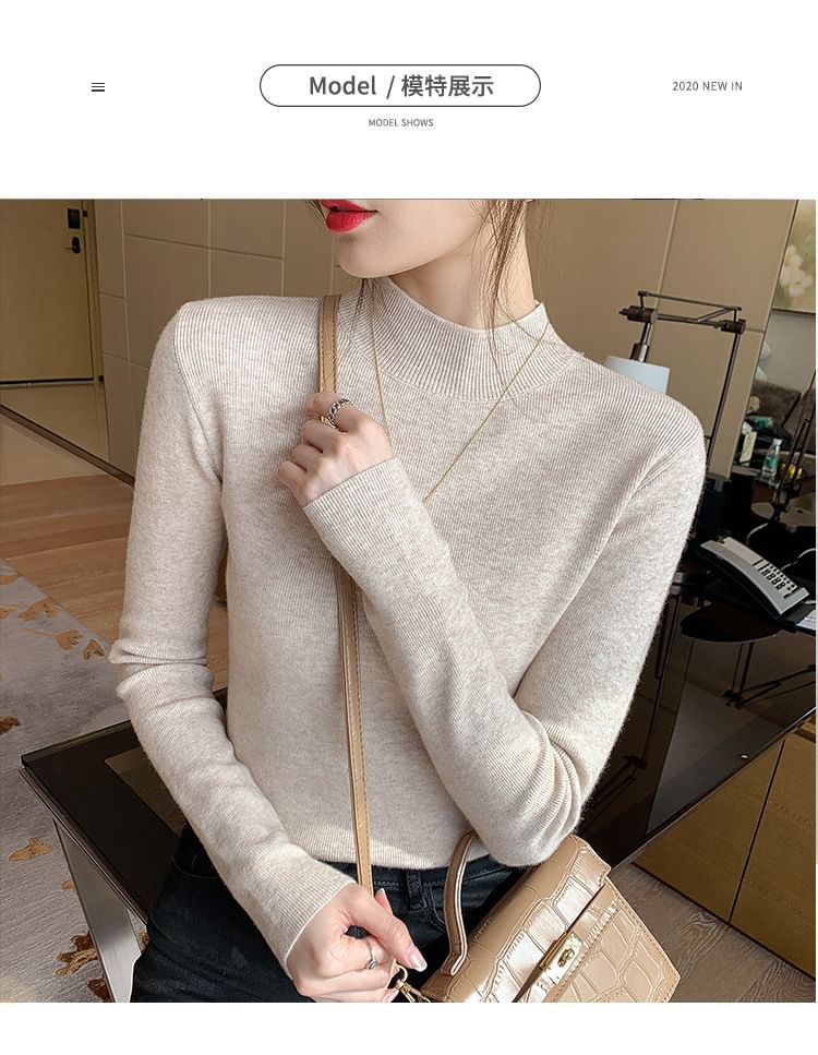 Maido - Lange mouwen, getailleerd, effen, slim fit gebreide top