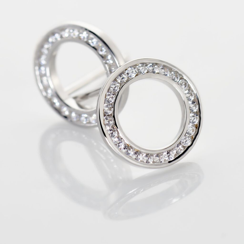 Boucles D'oreilles Puces Prisco Argent Blanc Oxyde De Zirconium