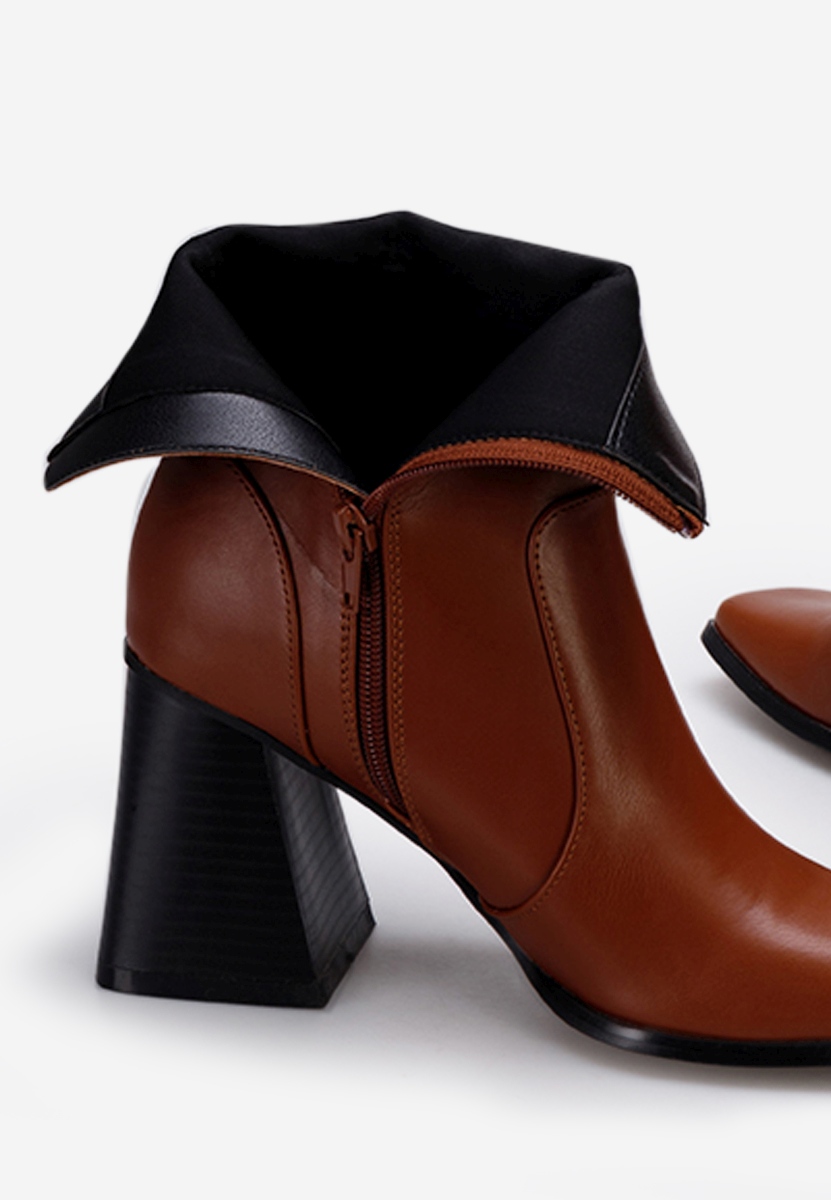 Bottines à gros talon chameau Augustina