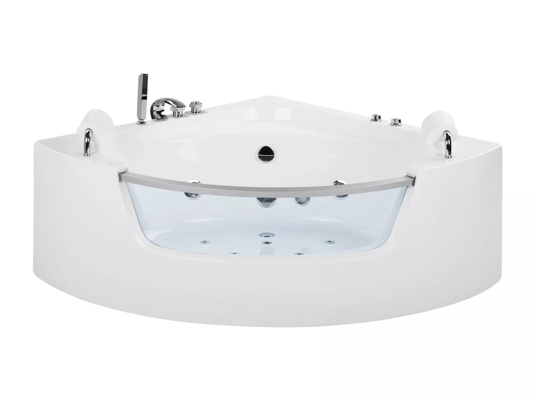 Baignoire d'angle blanche 187 x 136 cm avec LED MANGLE