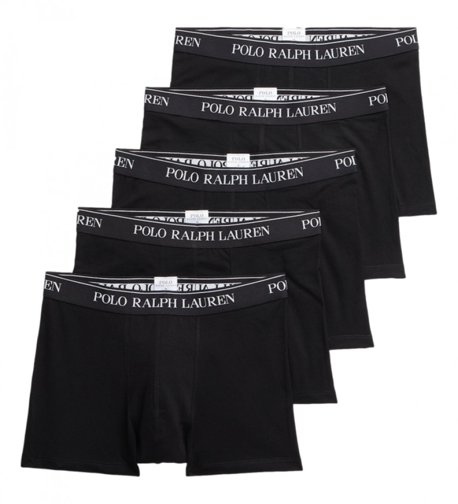 Cuecas boxer Ralph Lauren RL pretas, pacote com 5 unidades.