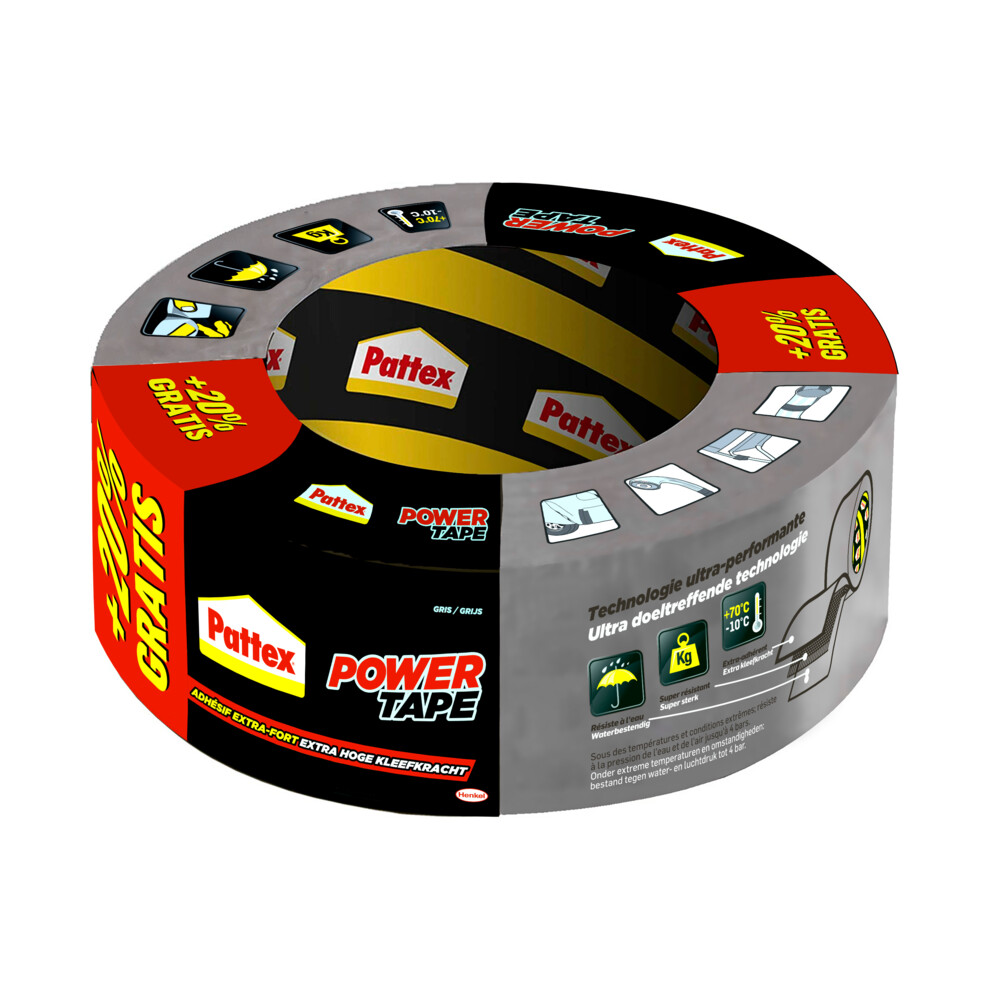 Pattex Power Tape Grijs +20% Gratis30 meter