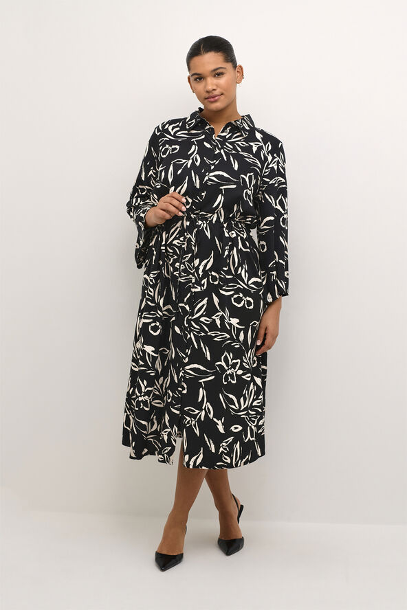 Kaffe Curve KCflora Shirt Dress Black/sand painted flower
