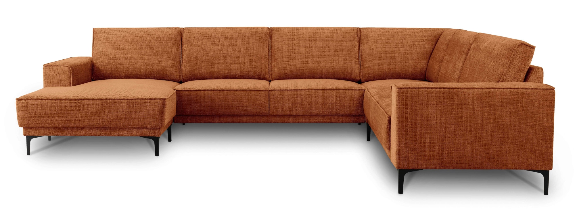 GOODproduct Wohnlandschaft »XXL Sofa Oland, Struktur, Flachgewebe, Luxus-Microfaser, Boucle« U-Form, 342 cm, Wellenunterfederung, Skandi-Design, Metallfüsse