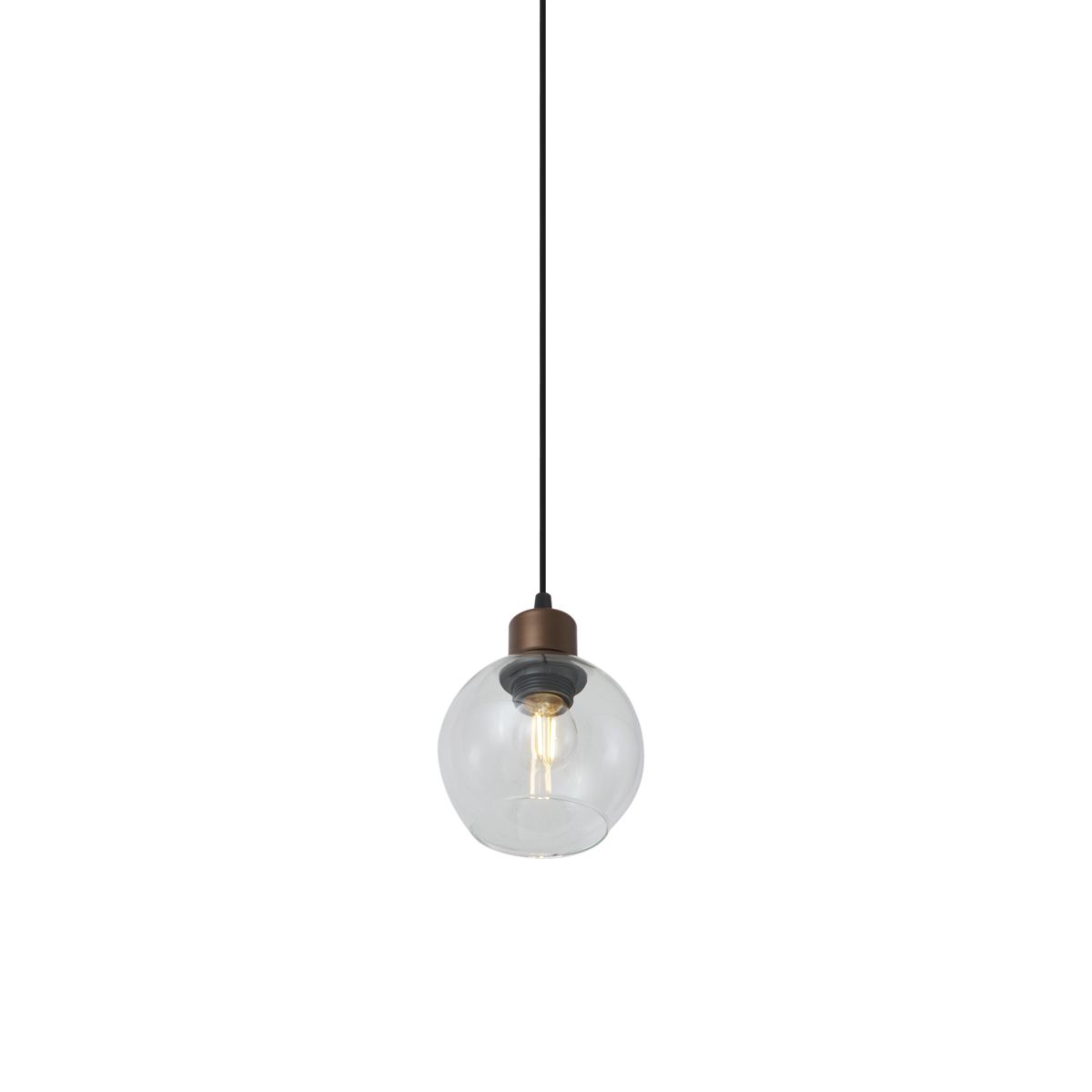 Moderne hanglamp brons met helder glas voor railsysteem 1-fase - Iconic Lava