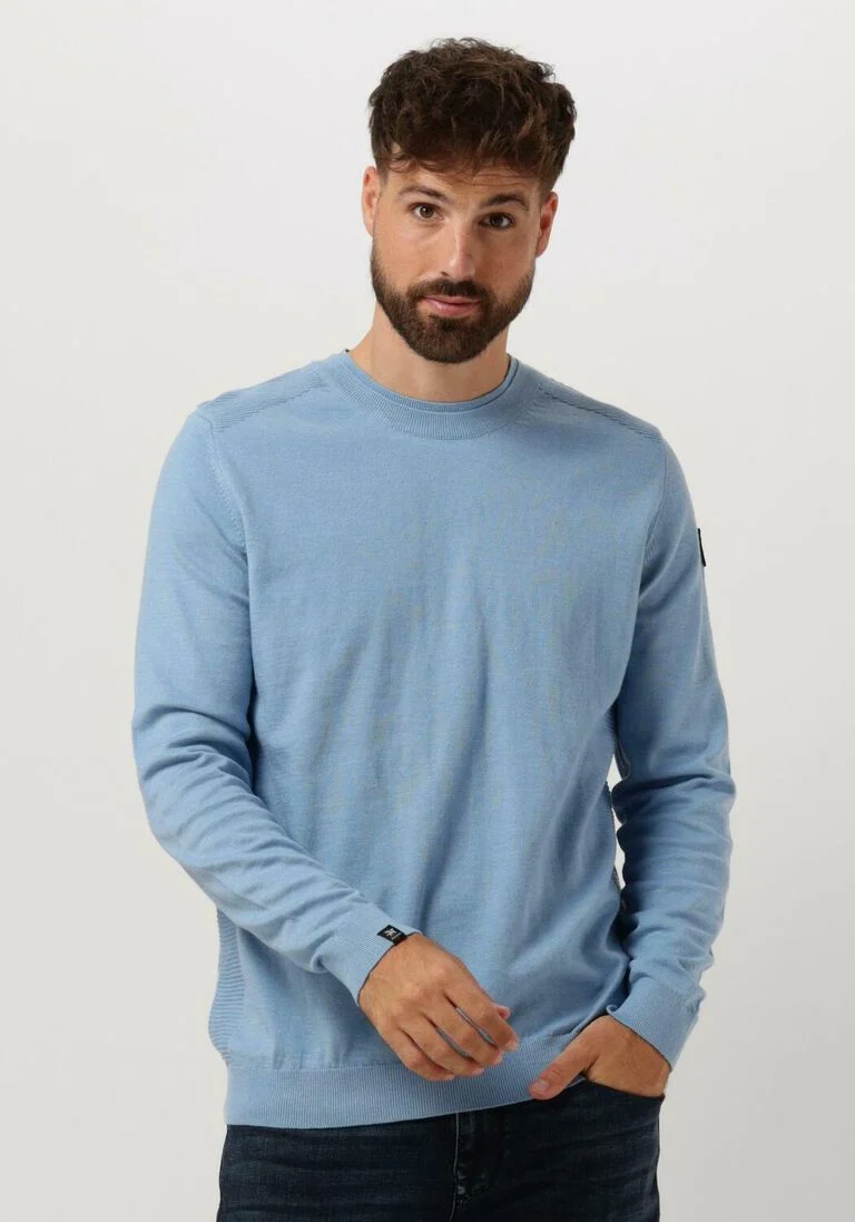 VANGUARD lichtblauwe vanguard trui crewneck cotton slub