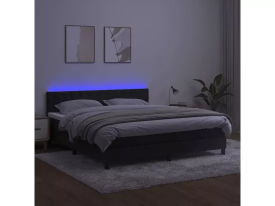 Sommier tapissier avec matelas et LED Noir 160x200 cm Velours
