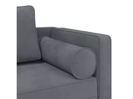 Prolenta Premium - Chaise longue avec coussins gris foncé velours