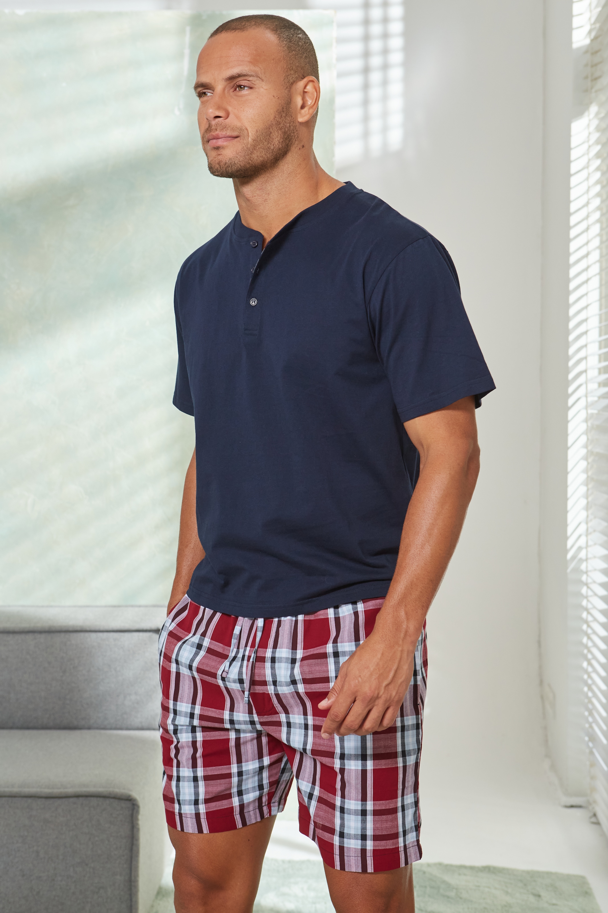 H.I.S Pyjama, 2 Stk. Schlafanzug mit Webshorts