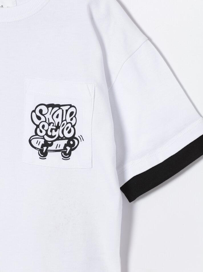 Camiseta de manga curta com dupla camada - Branca