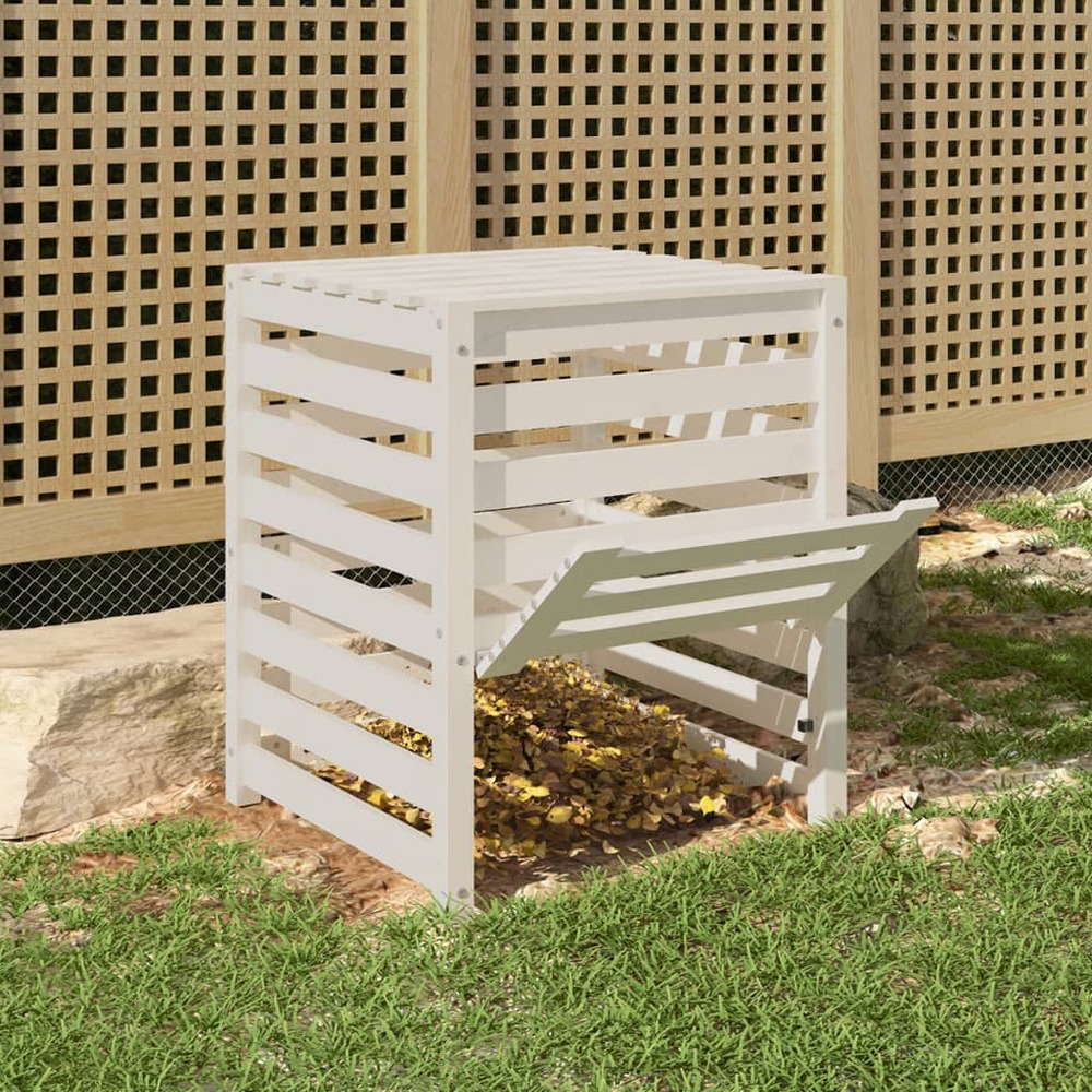 Composteur blanc 63,5x63,5x77,5 cm bois massif de pin