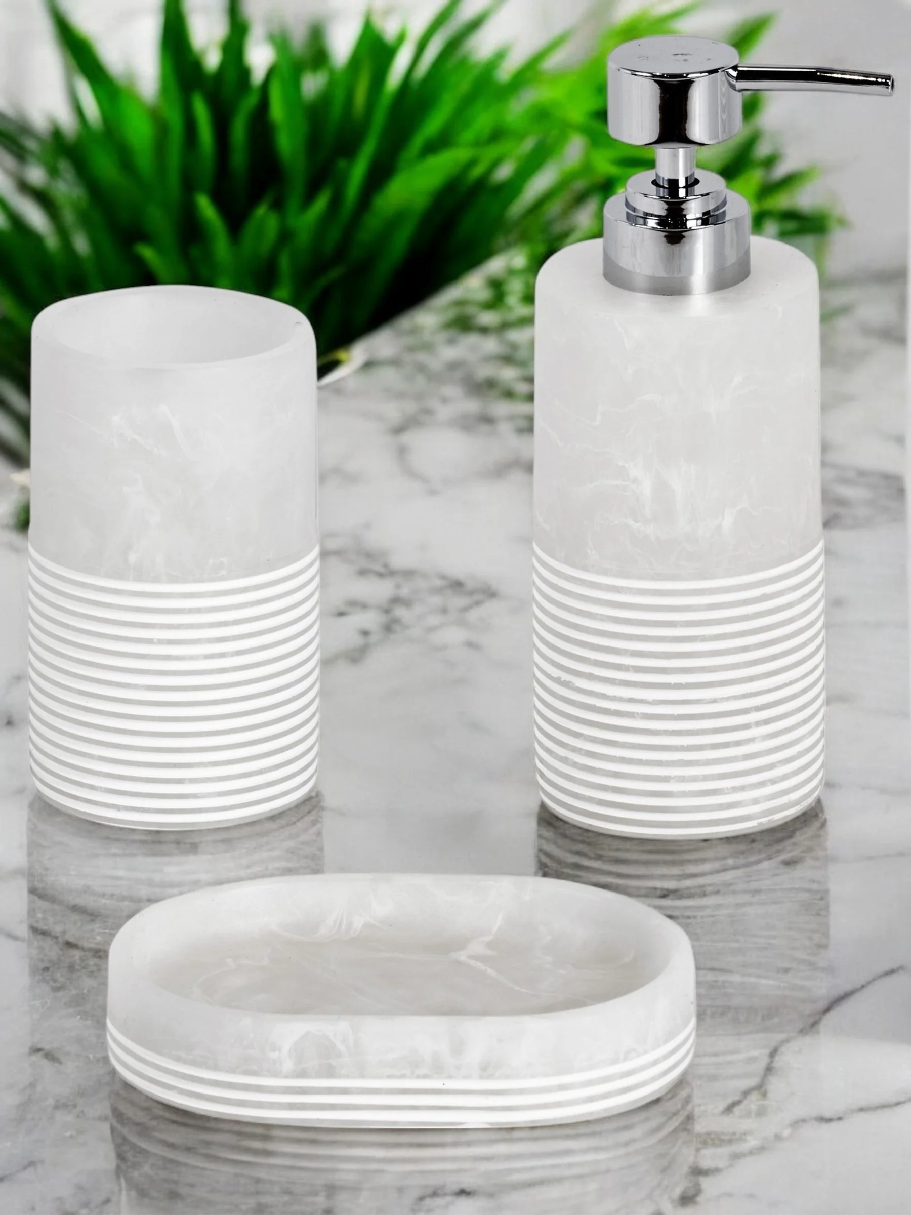 Showerdrape 3 Piece Bianco Striped Bathroom Accessories Set