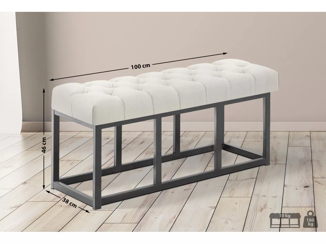 Banquette - Tissu - Crème - Amun