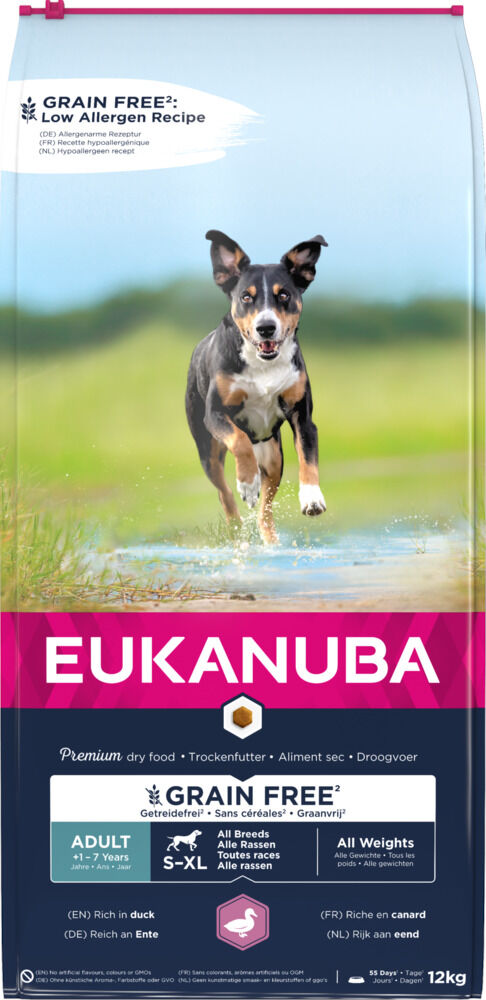 Eukanuba Graanvrij Adult Large  - Hondenvoer - 12 Kilogram - eend