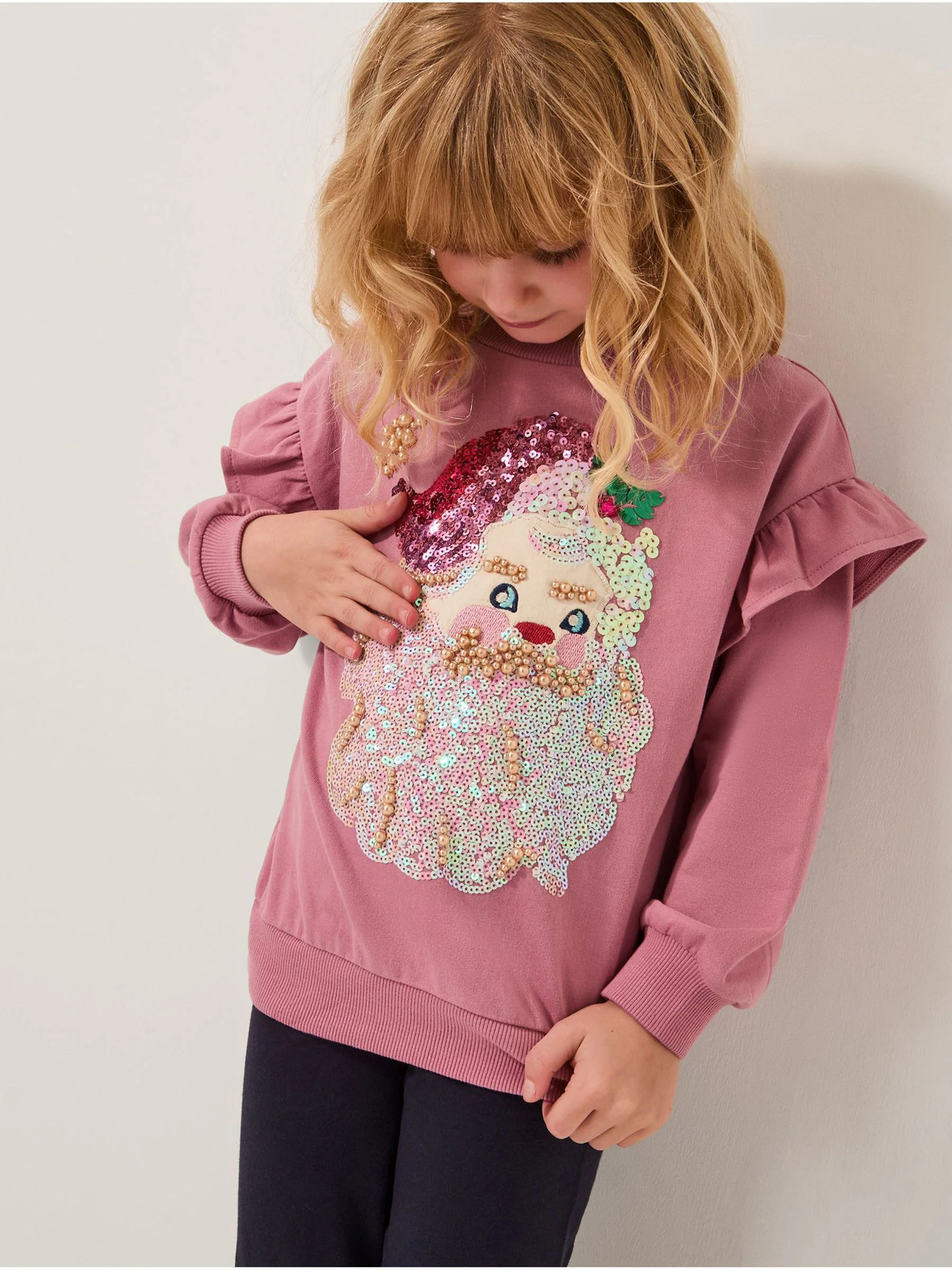 Monsoon Sequin Santa Kerstmis Sweatshirt