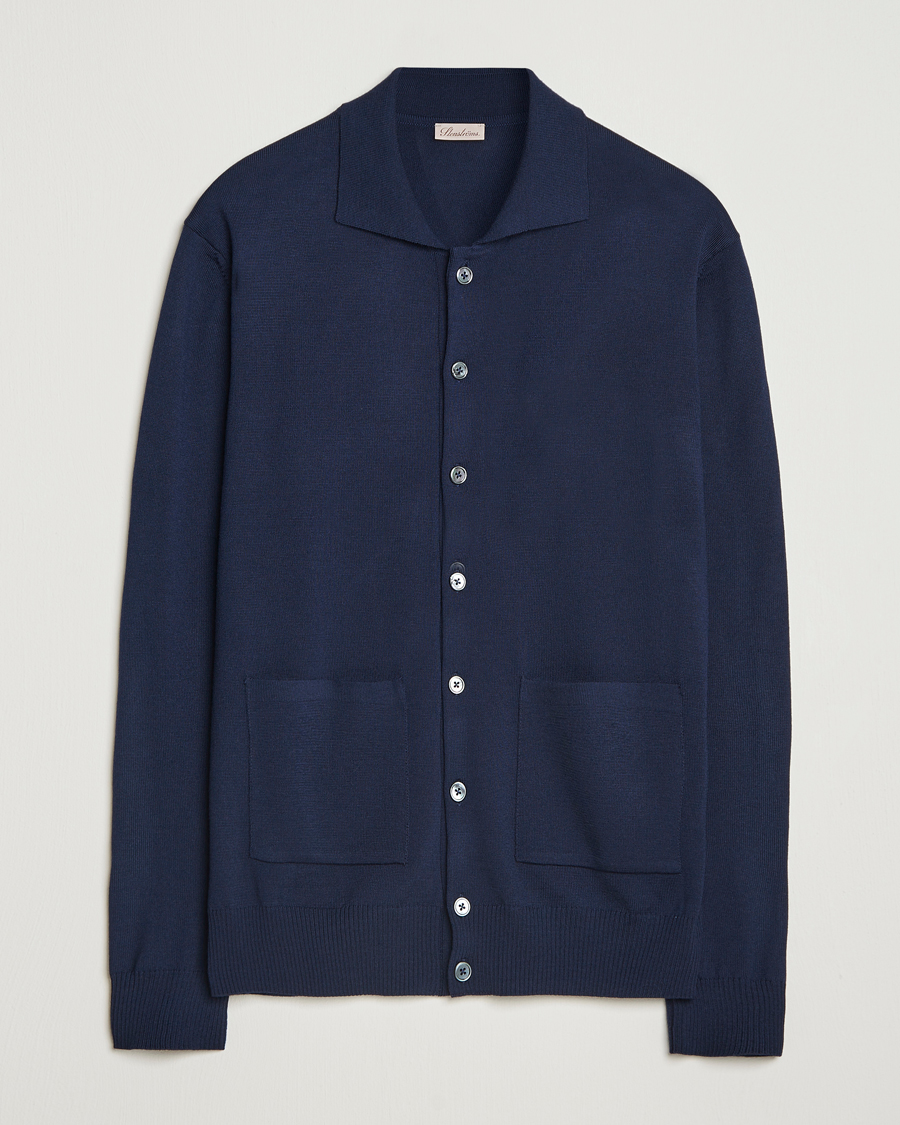 Stenströms Merino Pocket Cardigan Navy