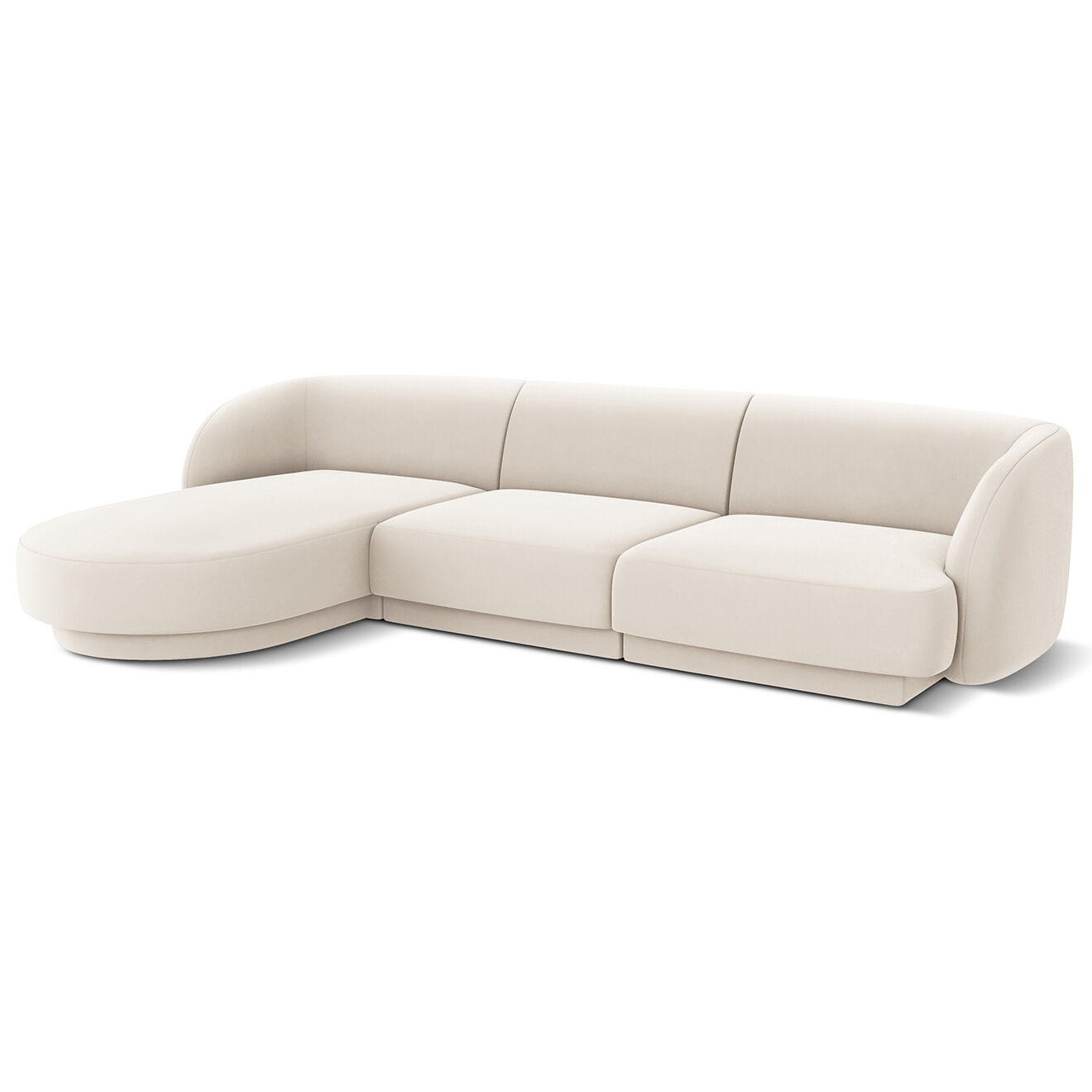 Micadoni Limited Edition Canapé D'Angle Gauche Velours Miley 4 Places beige clair - 259x155x74 cm