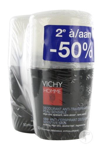 Vichy Déodorant Détranspirant Intensif 72h Transpiration Excessive Peau Sensible 2x50ml Promo
