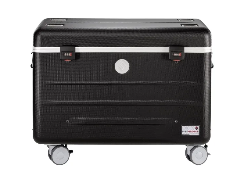 PARAT PARAPROJECT Case i16 - Vogn med hjul (synkronisering og opladning) - for 16 tablets - låsbar - aluminium, ABS plastic - sort - output: 5 V