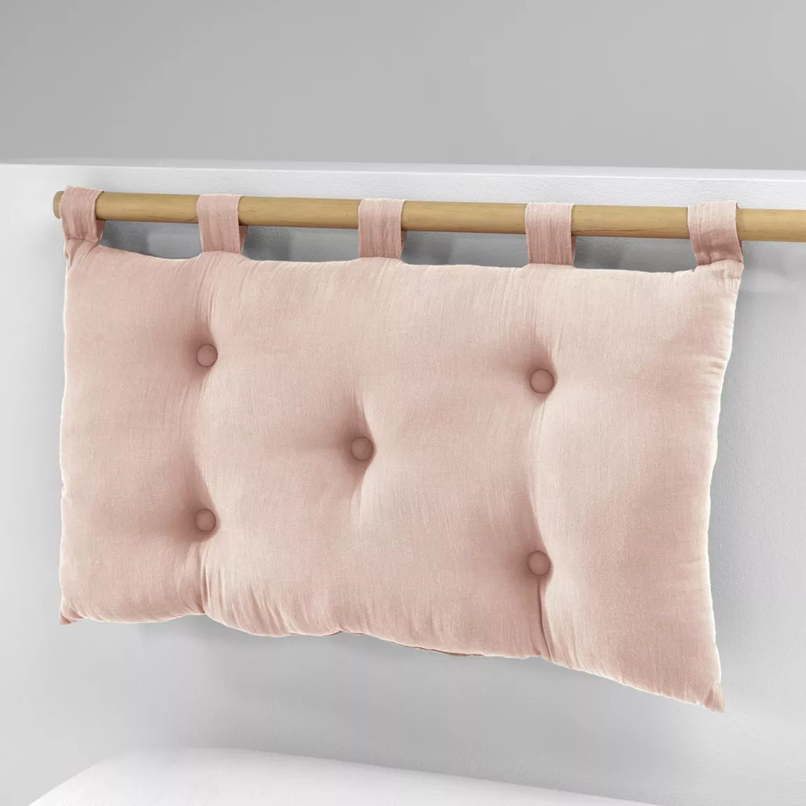 Tête de lit coussin gaze de coton (80 x 50 cm) Gaïa Rose poudré