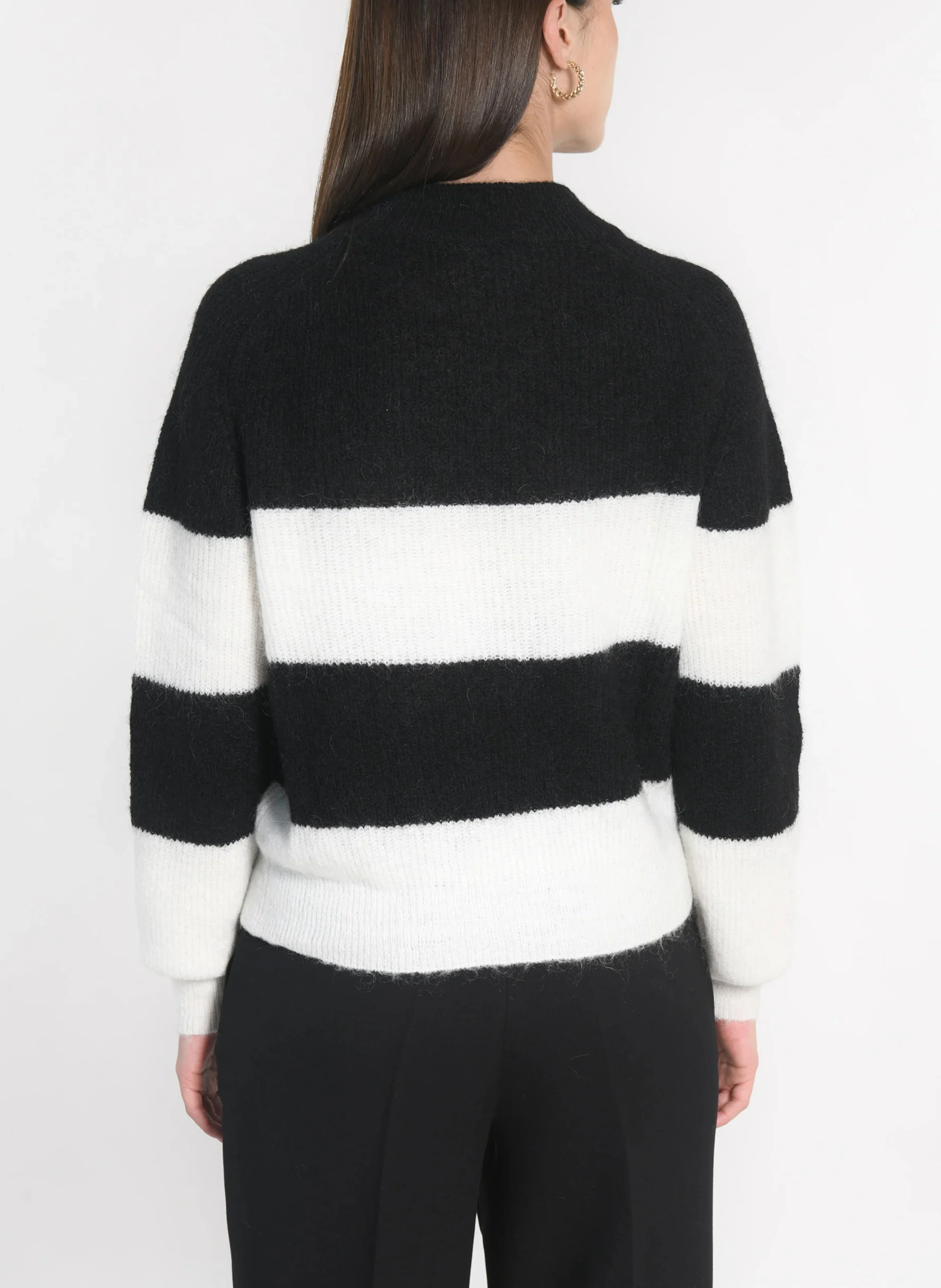 COLETTE - Pull col rond à rayures | Noir