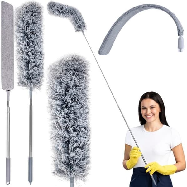 Telescopic dust brush with two attachments - Enklere rengjøring under sofaen - Mopp - Easyclean - Duster