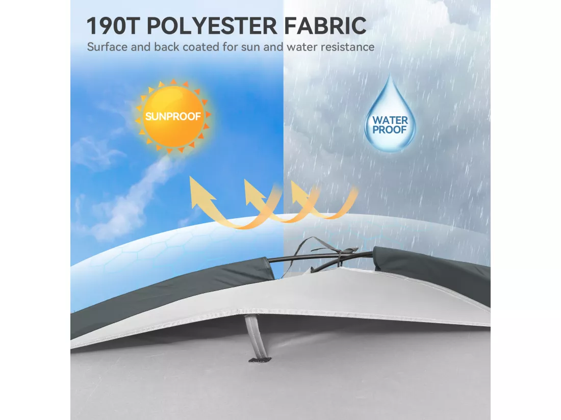 YITAHOME Tonnelle de Jardin - Pliable - Imperméable - Tente de camping - 4 Parois Latérales - Moustiquaire - Gris - 3,5 x 3,5 x 2,3 m