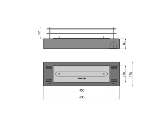 Brûleur au bioéthanol avec insert de plan de travail en acier inoxydable noir mat 60 cm avec verre