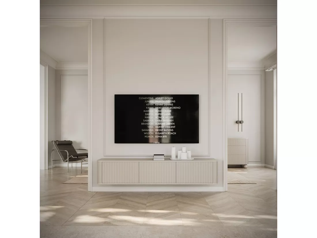 Meuble TV 3 portes -suspendu - 163 cm - greige - OVARLO