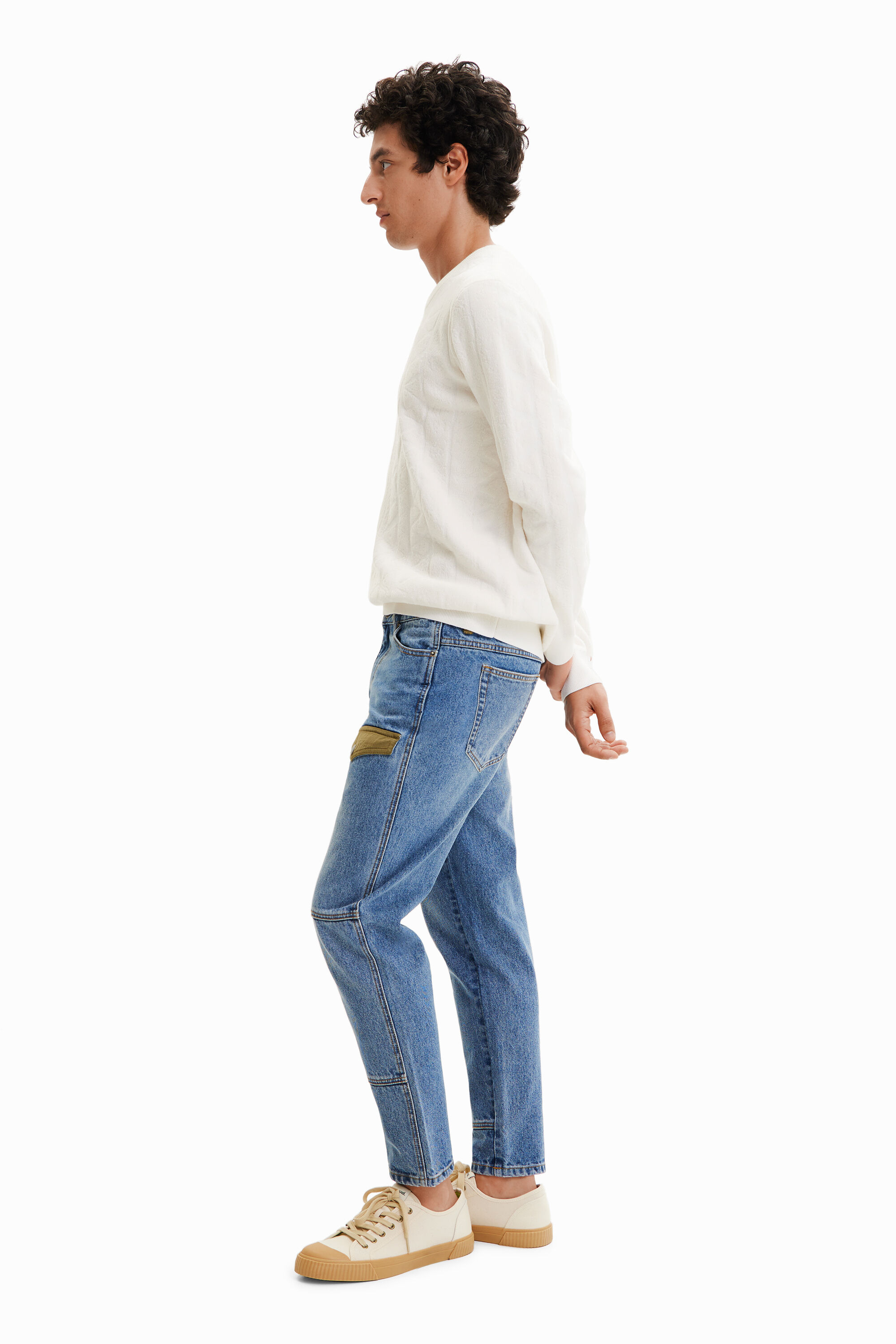Jean droit patchwork