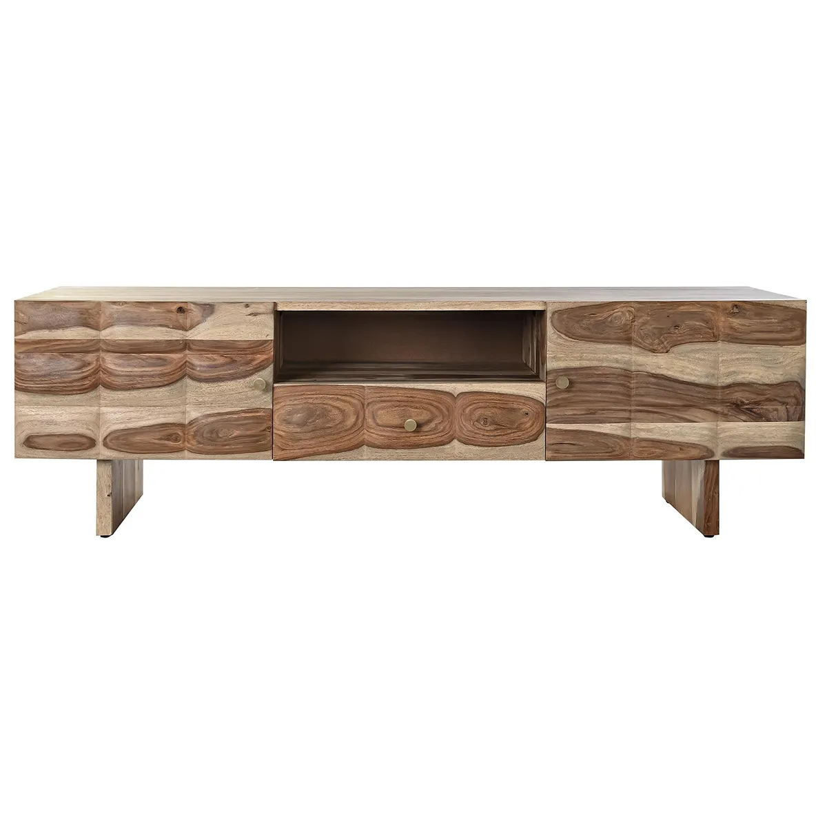 Pegane Meuble TV en bois de Sheesham - Naturel Marron