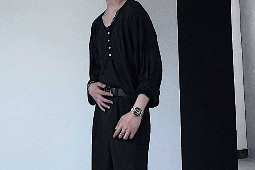 Real Boy - Hoge taille effen uitlopende broek