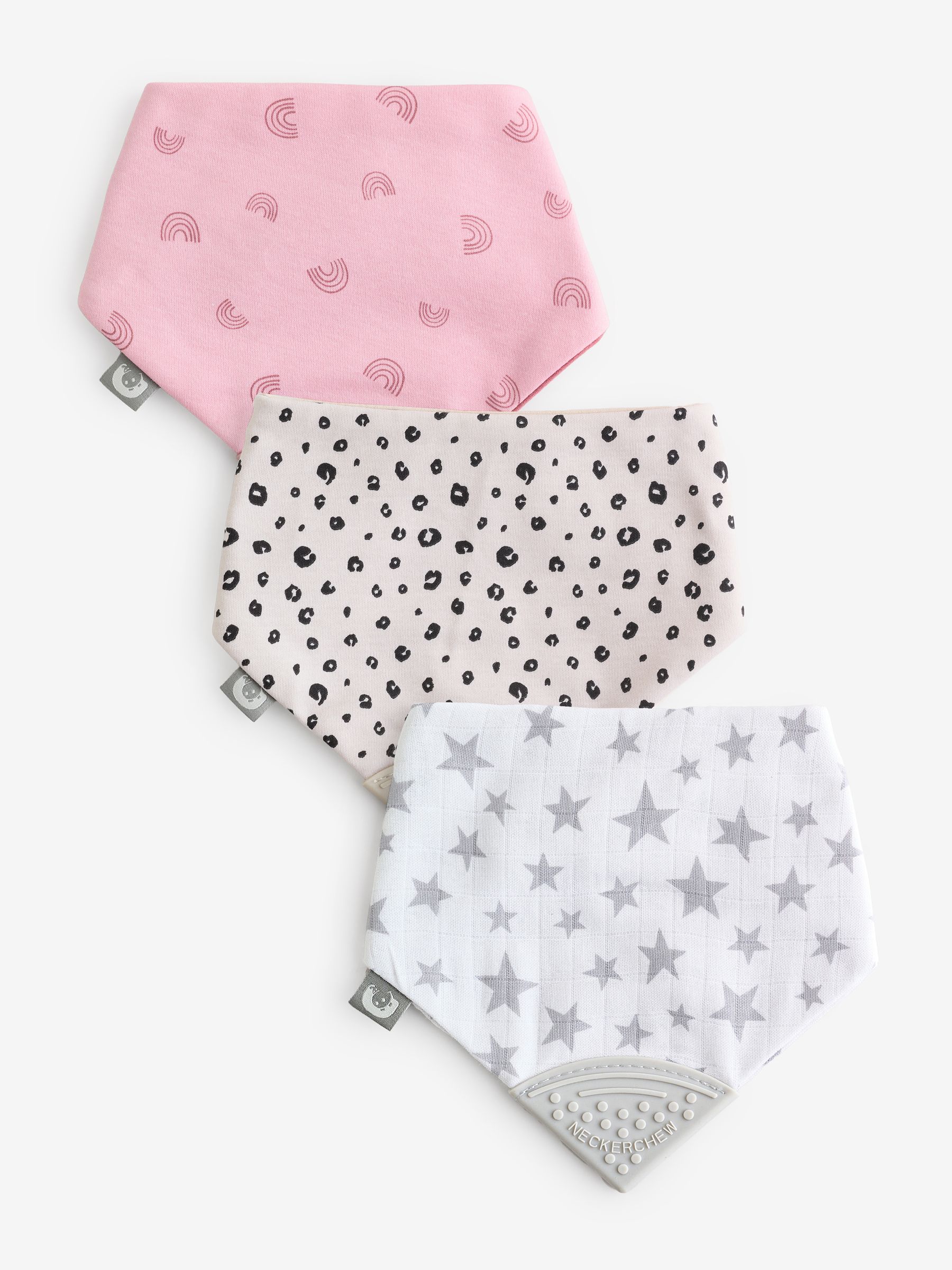 Cheeky Chompers tandjes dribbelen luipaardprint regenbogen en sterren bruine slabbetjes 3 Pack