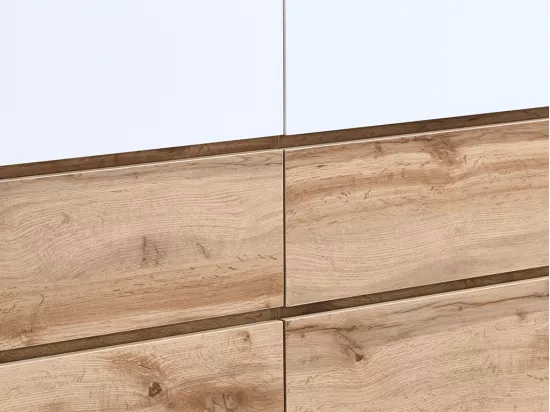Commode avec 6 tiroirs - Coloris : Naturel et blanc - CEVANIA