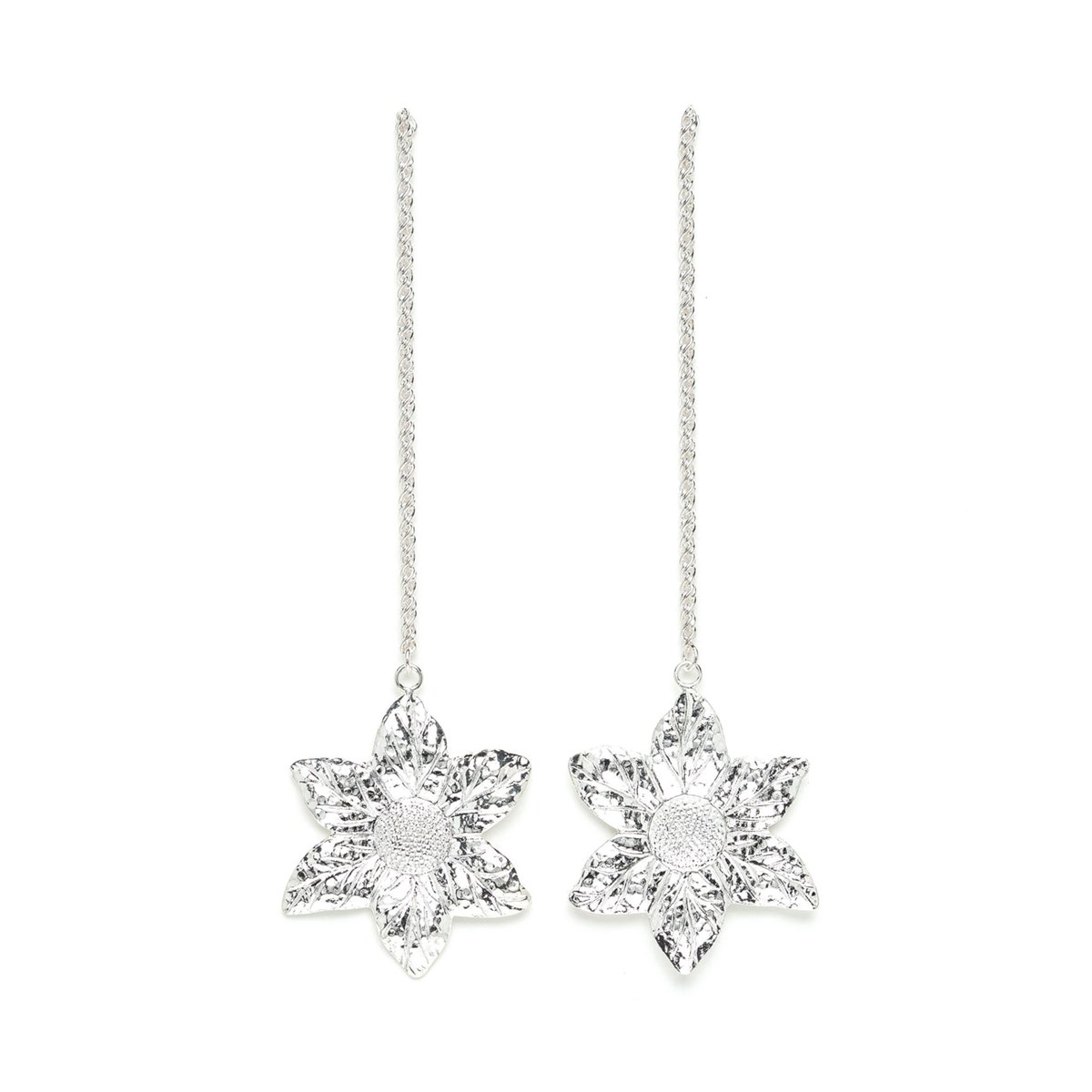 boucles d'oreilles pendantes fleurs plaqué argent - HESPÉRIS