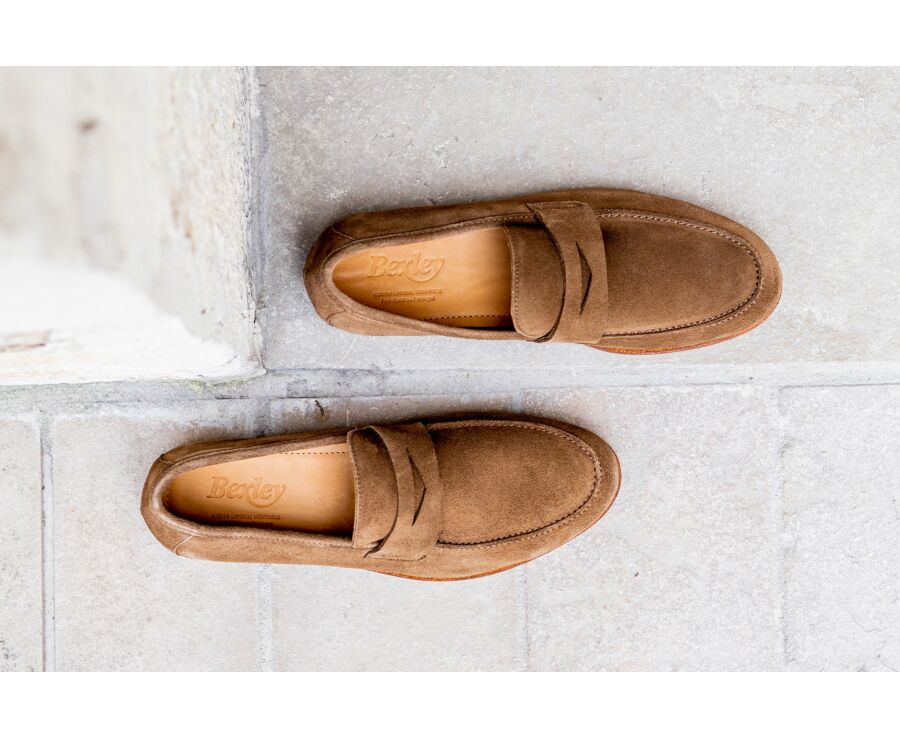 Mocassin homme cuir Velours Taupe - DERVIO