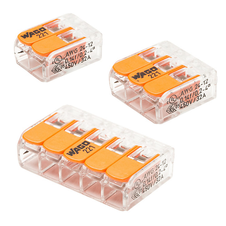Borne de connexion 2,3,5 entrées Wago S221, lot de 70