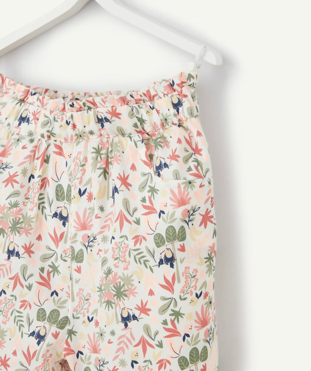 PANTALON FLUIDE BÉBÉ FILLE EN COTON FLEURI