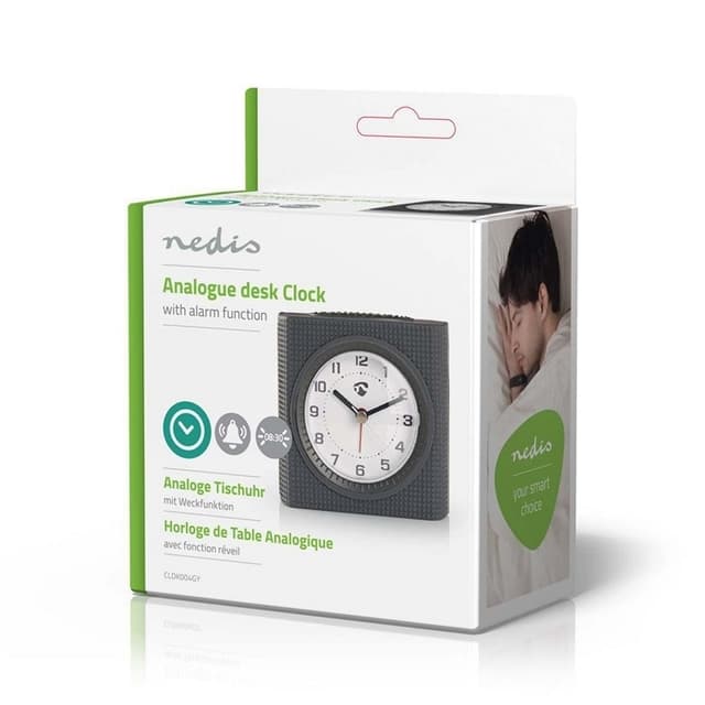 Nedis Analogt Bord Vækkeur | Snooze funktion | Baggrundslys | Grå / Hvid
